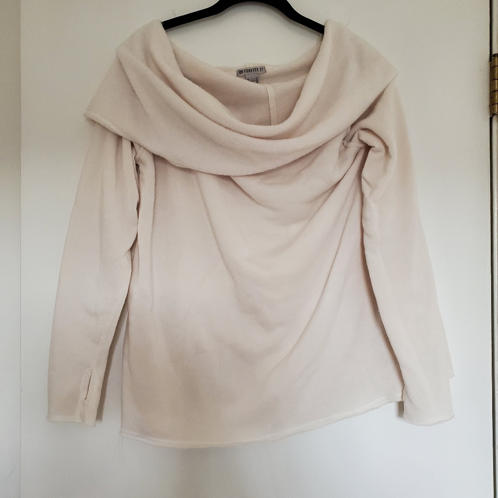 Forever 21 cowl neck sweater white Medium